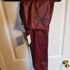 Snakeskin pleather pants